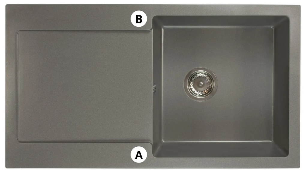 Kuchynský drez Adaxa (sivá) (s 2 otvormi pre batériu) (L). Vlastná spoľahlivá doprava až k Vám domov. 1066281