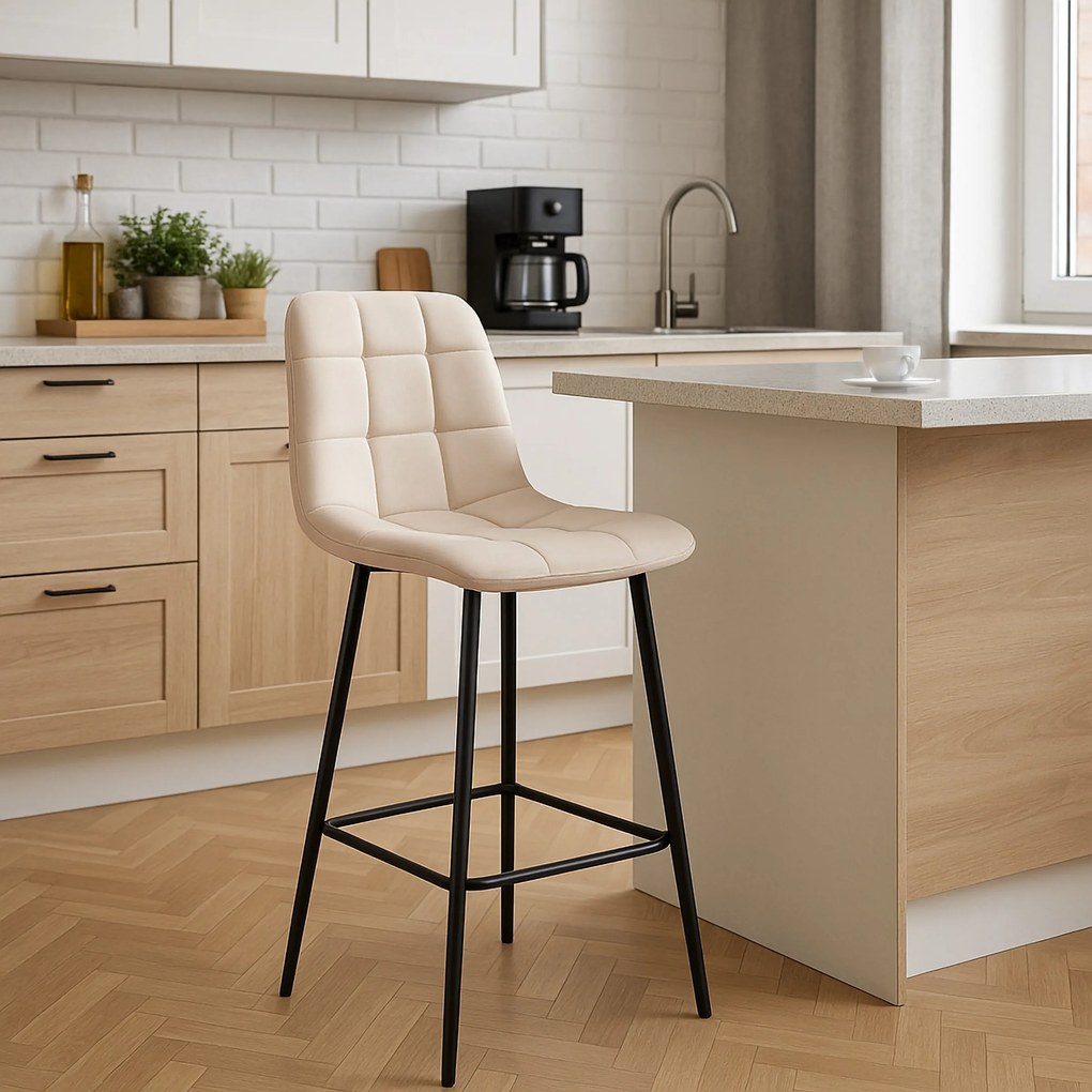 Barová stolička Hamilton zamatová béžová