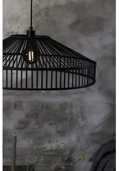 Markslöjd 108782 - Luster na lanku TAPA 1xE27/40W/230V čierna/bambus