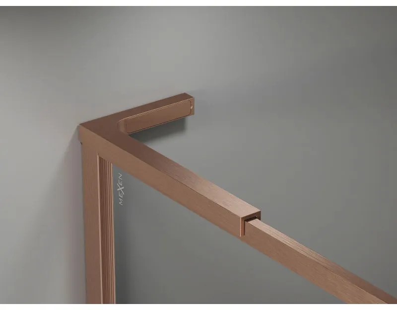 Mexen, Mexen Kioto-F L sprchová stena s rámom 50 x 202 cm, priehľadná 8 mm, brúsená meď - 800-050-174-65-00