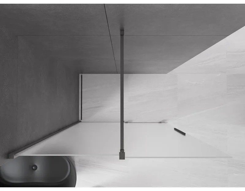 Mexen Velar, sprchová zástena s posuvnými dverami Walk-in 150 x 200 cm, 8mm sklo námraza, grafit brúsený, 871-150-000-33-66