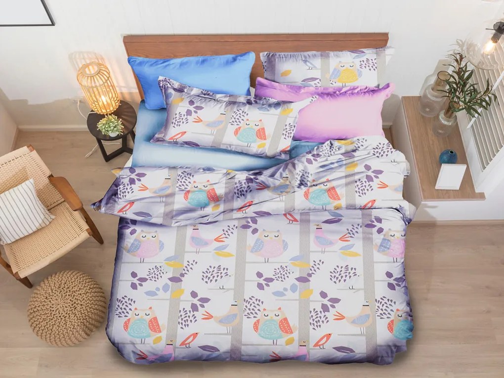 Francúzske obliečky z mikrovlákna SOVA farebné Rozmer obliečky: 2 ks 80 x 80 cm | 200 x 220 cm