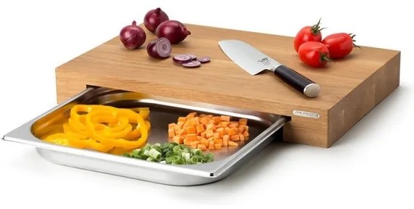 Continenta C4110 - Kuchynská doska na krájanie s misou 39x27 cm dub