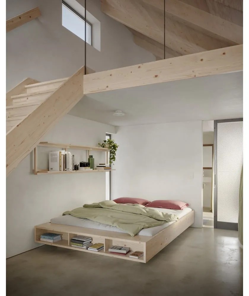 Dvojlôžková posteľ z borovicového dreva s roštom 160x200 cm v prírodnej farbe Merge – Karup Design