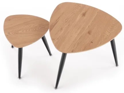 SADA 2x Odkladací stolík NICEA pr. 40/60 cm zlatý dub/čierna