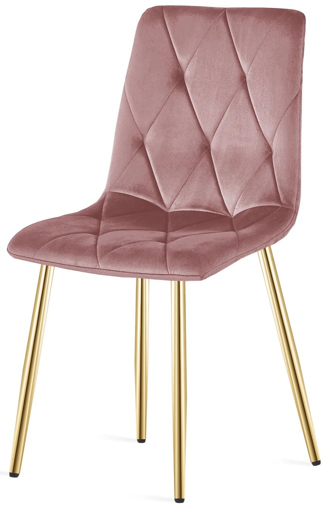 Ružová zamatová jedálenská stolička LIBRA so zlatými nohami