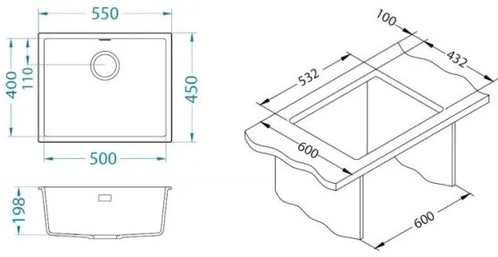 ALVEUS 1150057 - Kuchynský drez OMNI 55x45 cm granit/čierna