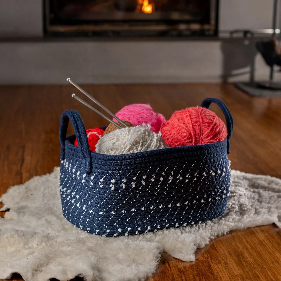 Altom Bavlnený hranatý košík Dark blue, 24 x 34 x 18 cm, M