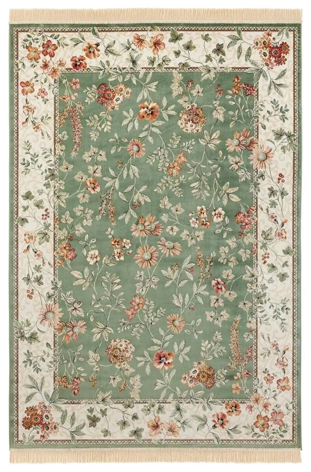 Zeleno-krémový koberec z viskózy 160x230 cm Oriental – Nouristan