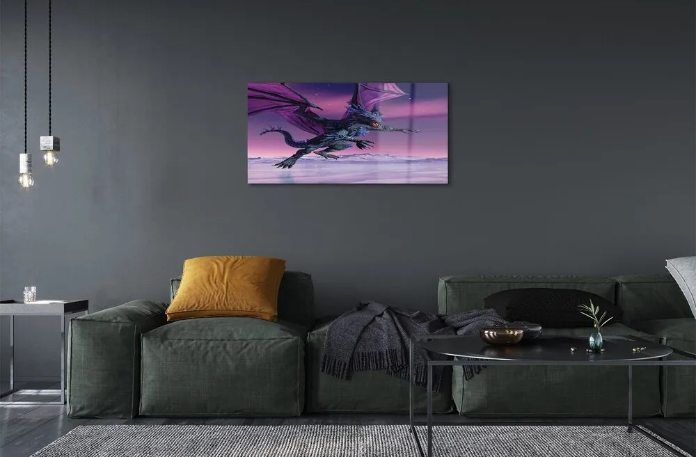 Sklenený obraz Dragon pestré oblohy 125x50 cm