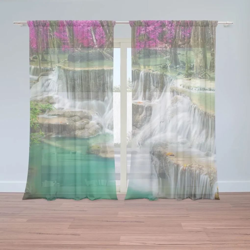 Sablio Záclony Čiernobiely vodopád: 2ks 150x250cm