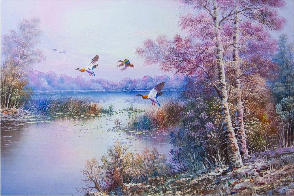 Obraz - Prichádza jeseň, olejomaľba (90x60 cm)