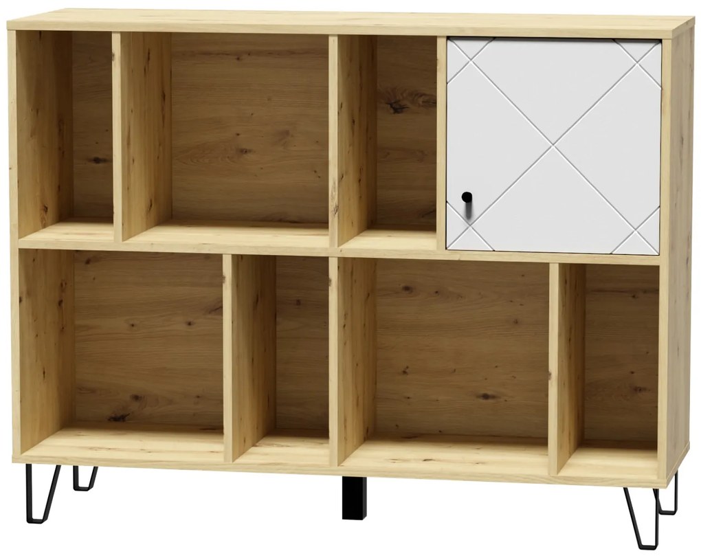 Regál Bilbao 123,4 cm dub artisan/biely