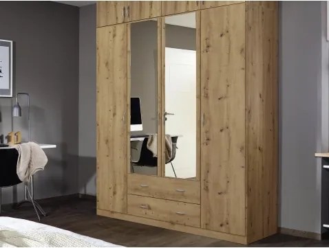 Šatníková skriňa so zrkadlom Case, 181 cm, dub artisan%