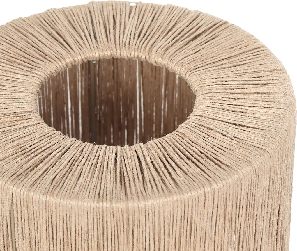 Japandi stolná lampa čierna s hnedým lanom - Smilla