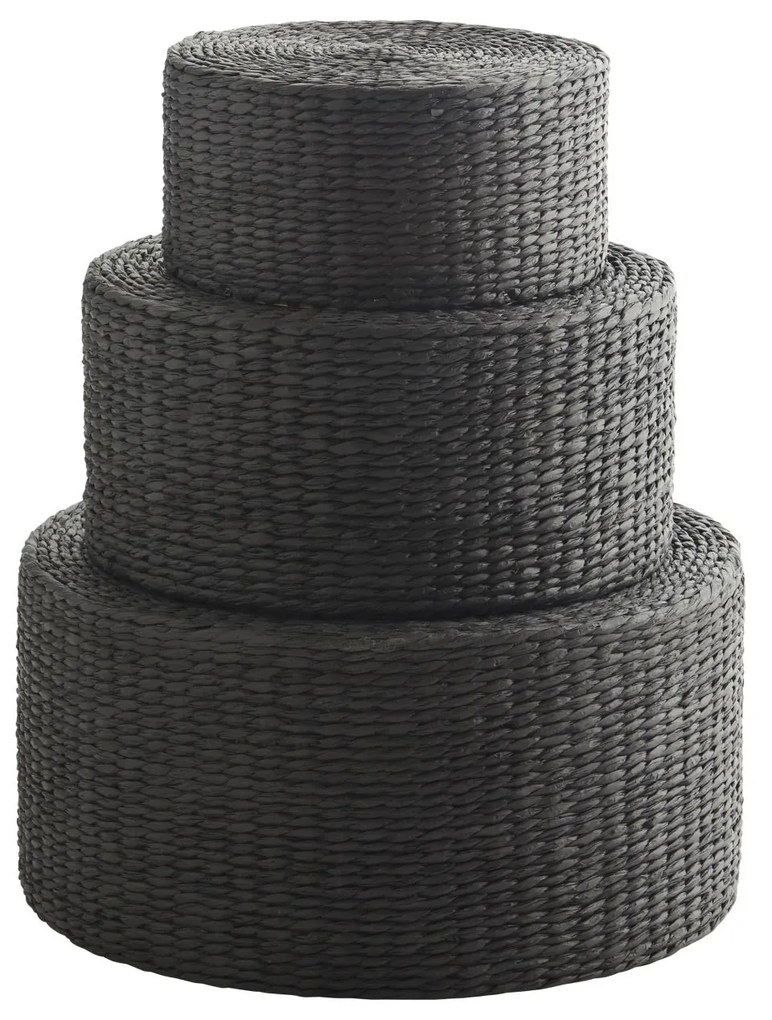 MADAM STOLTZ Sedací puf Paper Rope Black L