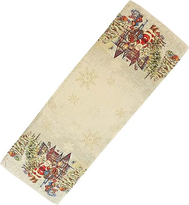 Gobelínový obrus Dedinka Santa Clausa 35 × 100 cm
