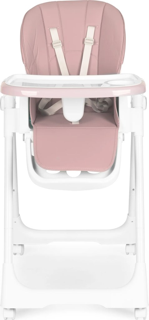 ECOTOYS Detská jedálenská Detská jedálenská stolička, polohovateľná, ekokoža, 5-bodová, ružová