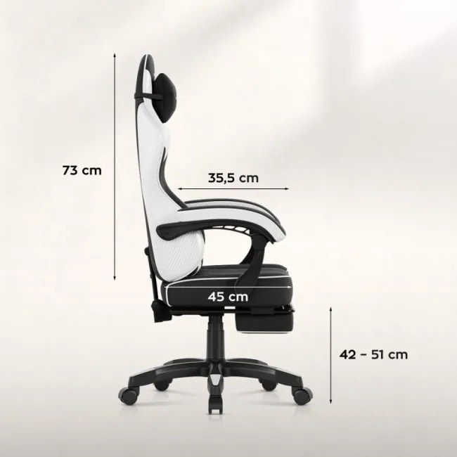 Herná stolička Force 3.7 White Carbon