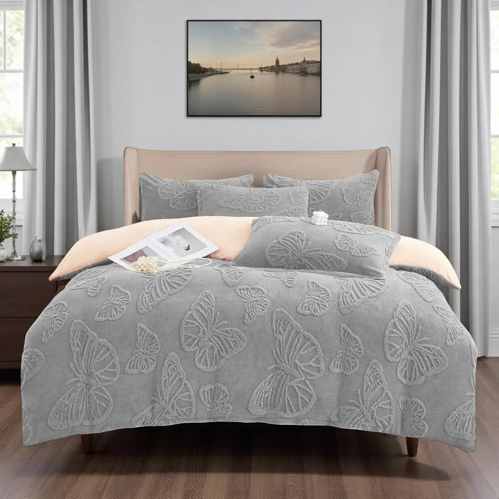 Jemné mikroplyš obliečky Homa EXCLUSIVE LIGHT GREY 7-dielna sada 140x200 cm