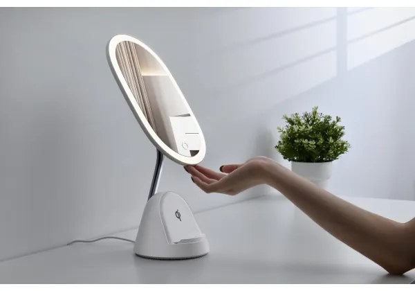 Immax 08970L - LED Stmievateľné zrkadielko s bezdrôtovým nabíjaním LED/18W/230V