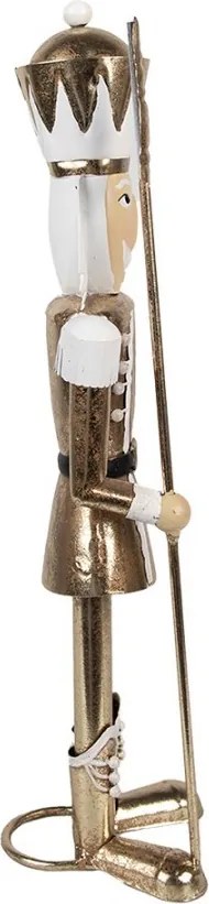 Zlatá antik kovová dekorácia socha Luskáčik - 11*9*36 cm