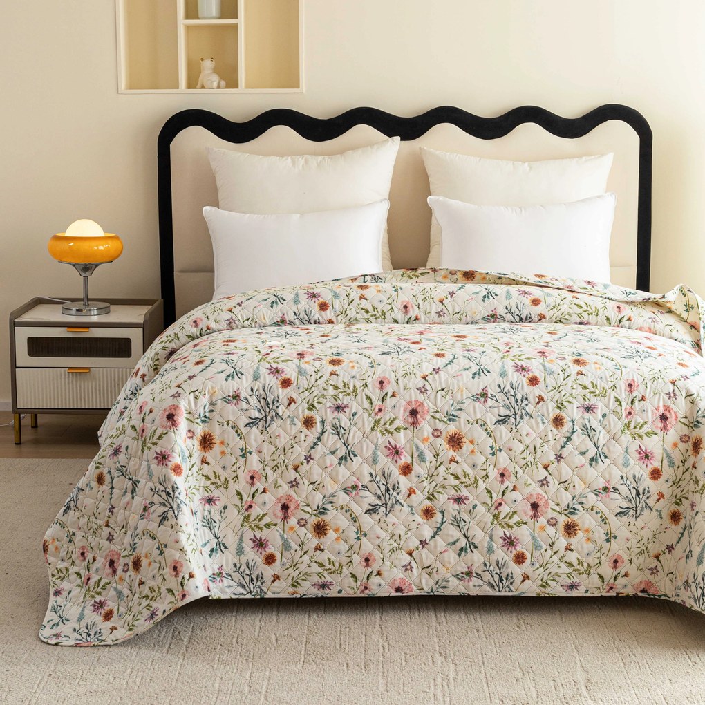 Prehoz na posteľ HERBALIS krémový Rozmer: 170 x 210 cm