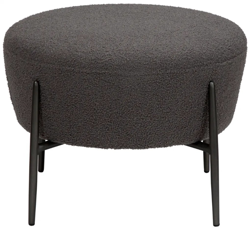 ORBIT TABURET stone bouclé/antique pewter