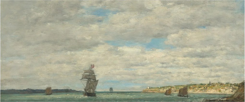 Obraz - Eugène Boudin, Coast of Brittany, reprodukcia (120x50 cm)