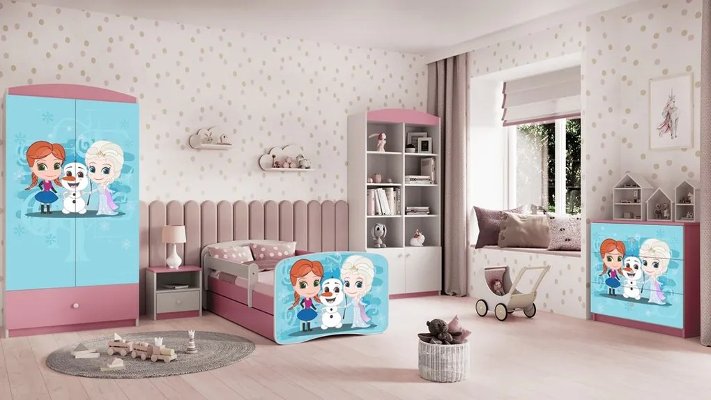 Detská komoda BABYDREAMS Ľadové kráľovstvo ružová