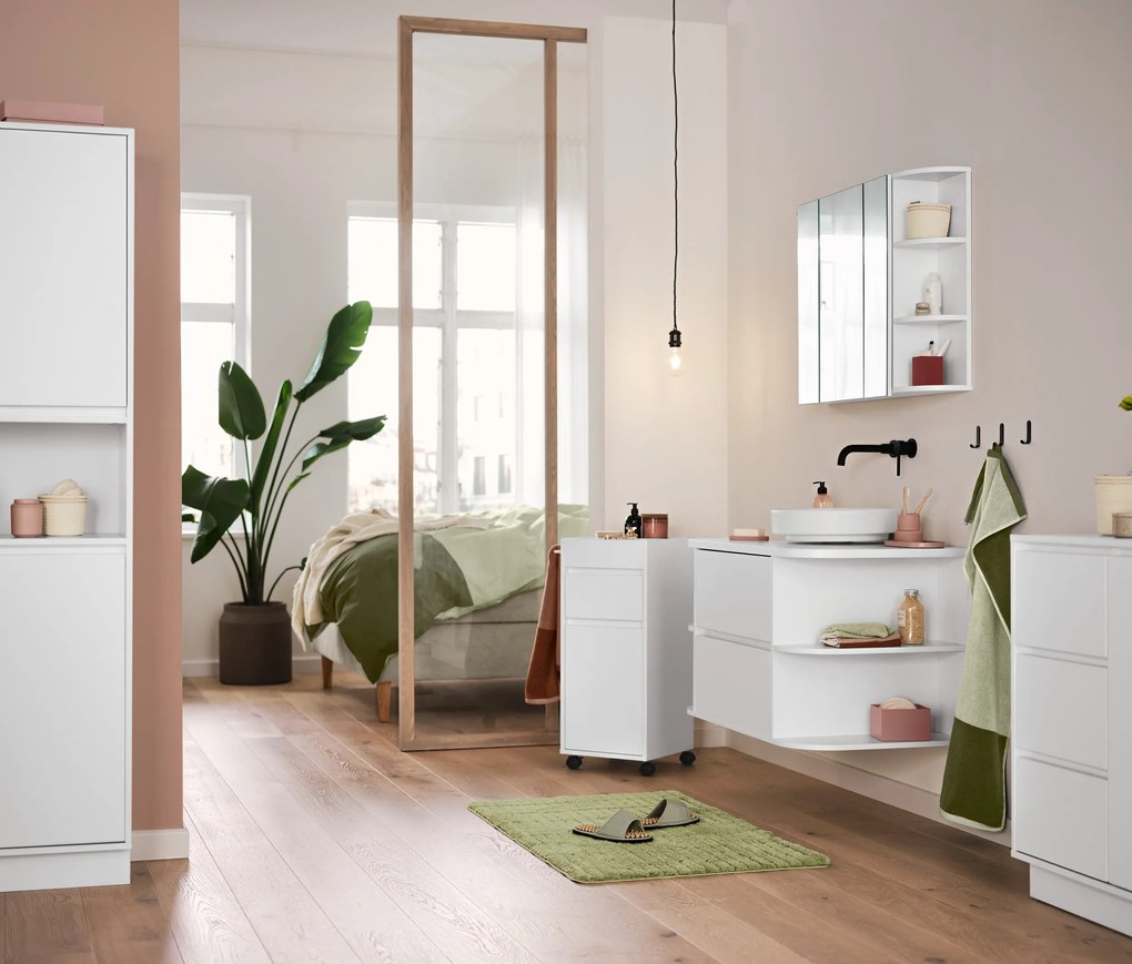 Okrúhla umývadlová skrinka, biela