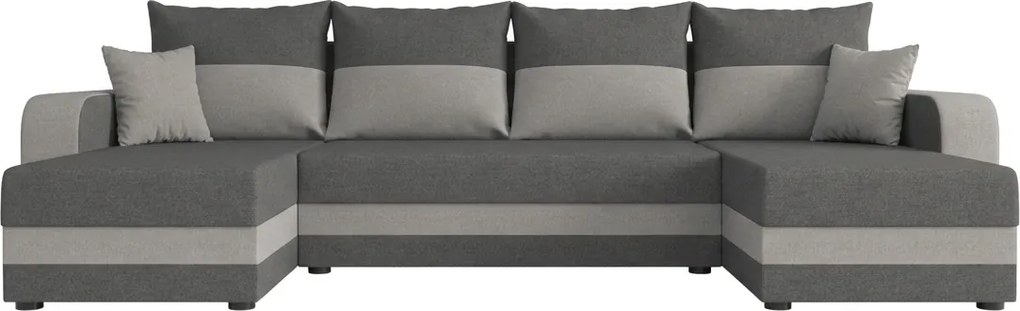 Rozkladacia sedacia súprava do U VALERIO 305x140 cm, tmavosivá/svetlosivá