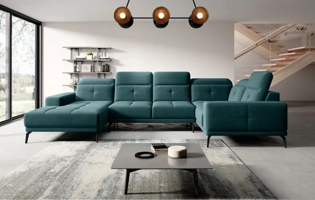 Rohová sedačka v tvare U Nicolette (modrosivá) (p)