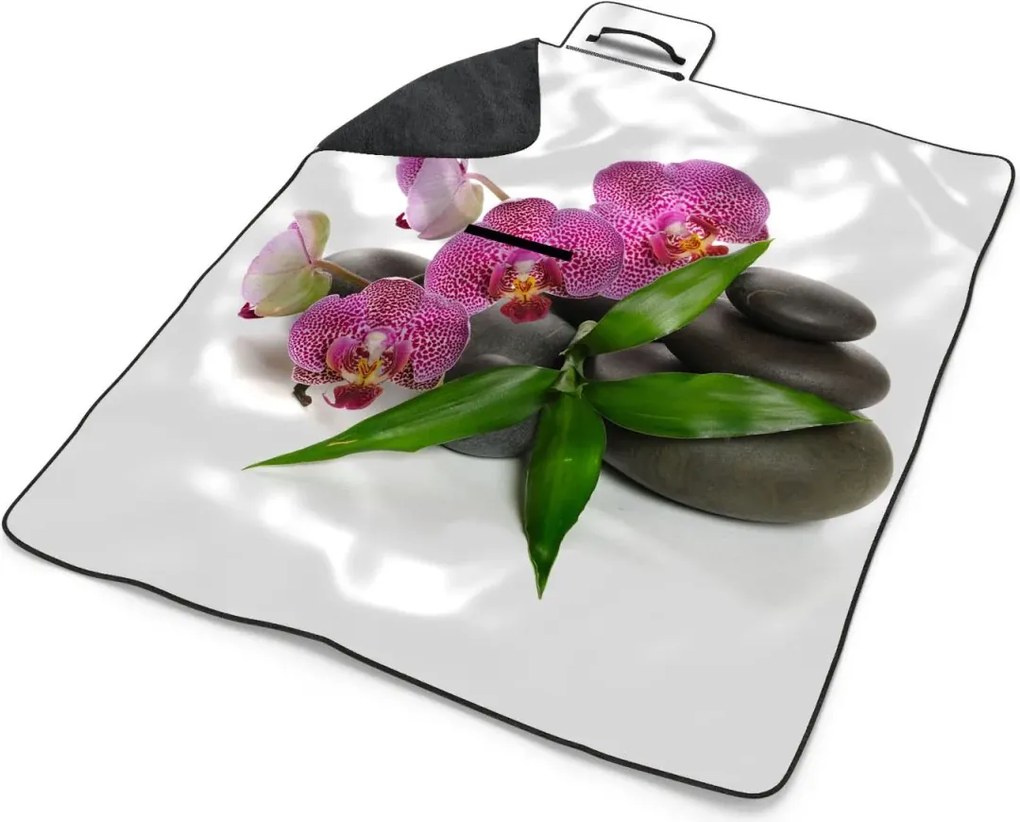 Sablio Plážová deka Orchidey a kamene: 200x140 cm