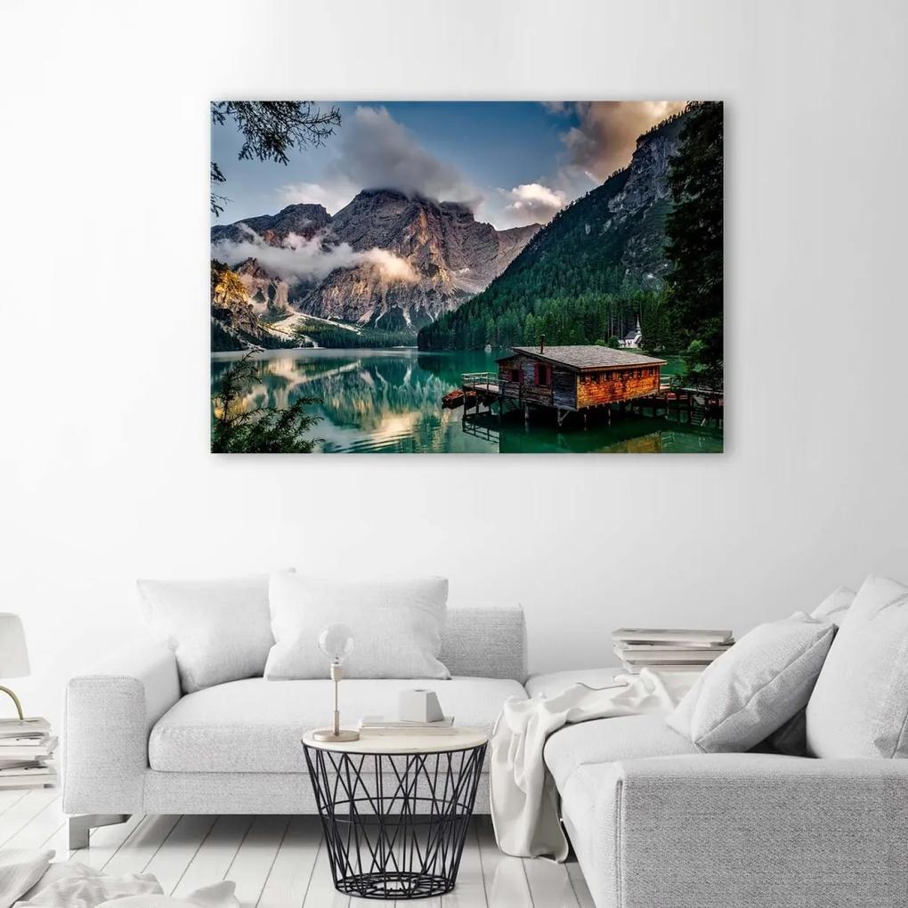 Obraz na plátně Rekreační dům Mountain Lake Prags - 90x60 cm