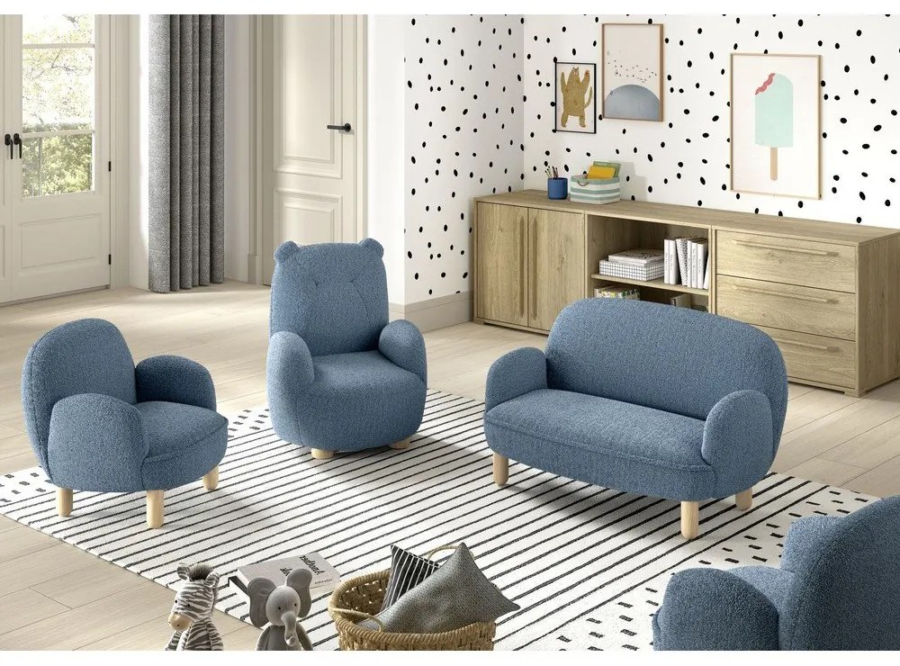 Modré detské kresielko z textílie buklé Rocky – Vipack