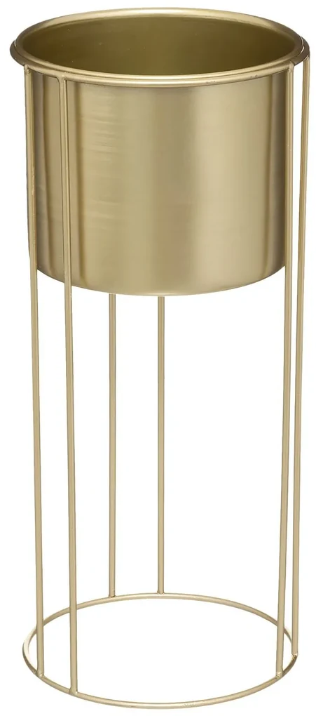 KOVOVÝ KVETINÁČ SO STOJANOM MAX GOLD SADA 2KS 58X21,5 CM+41,5X18,5 CM ZLATÁ