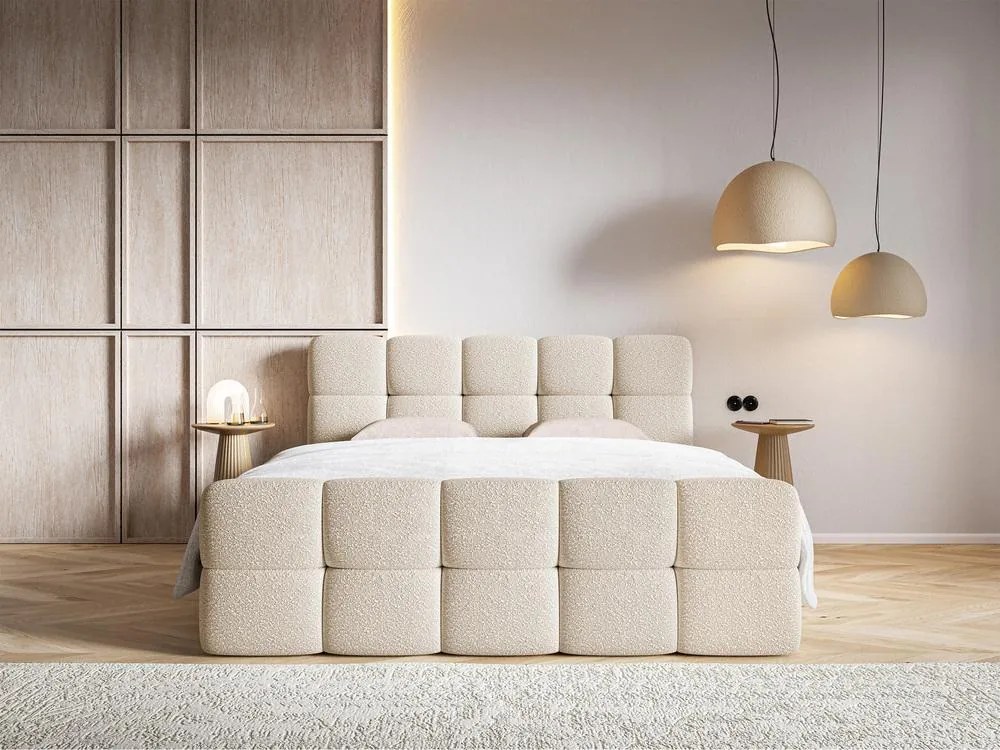 Manželská kontinentálna posteľ 140 cm Cirsten 140C (s roštom a matracom) (s úl. priestorom) (béžová svetlá). Akcia -19%. Vlastná spoľahlivá doprava až k Vám domov. 1100165