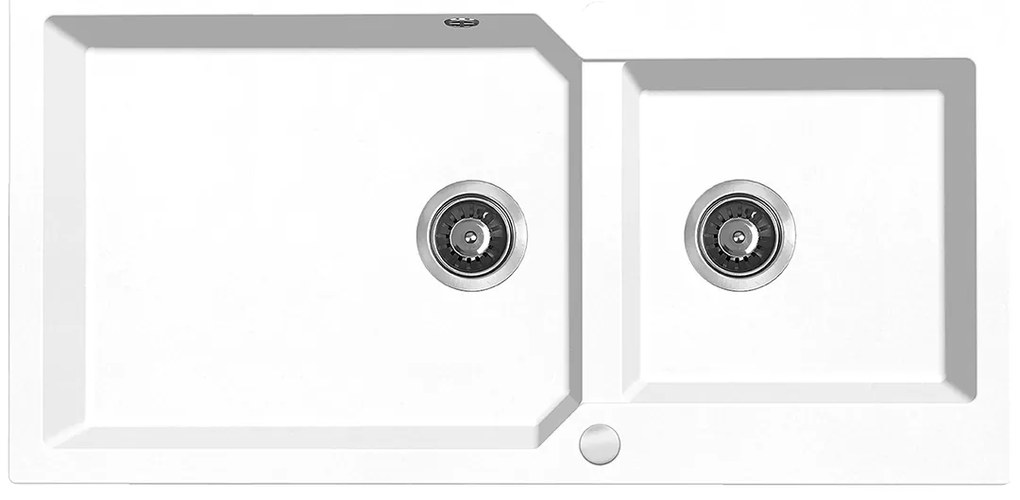 Kuchinox Milos, 2-komorový granitový drez 980x500x215 mm + sifón, biela matná, LAV-SPM_6209