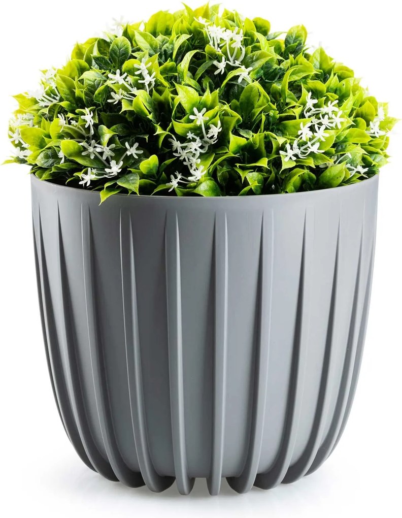 Sada 2 ks květináčů Stripped Eco šedá