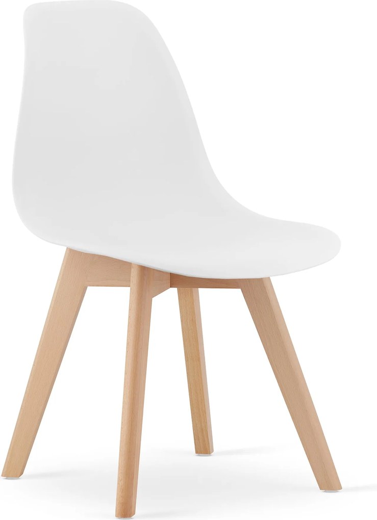 Jedálenský set 1 + 4, stôl RAMOD 100x60 cm biely/dekor dub + biela stolička KITO