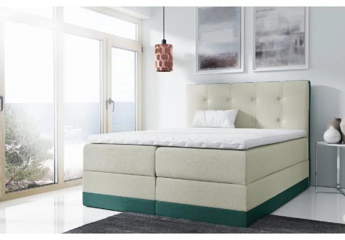 Jednoduchá čalúnená posteľ Tory 200x200, zelená + TOPPER