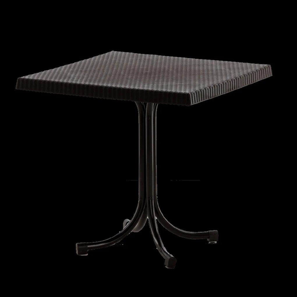 Garden Line PLASTOVÝ ZÁHRADNÝ STÔL NA JEDNEJ NOHE  SO VZOROM RATAN 80 x 80 x 73 CM HNEDÝ