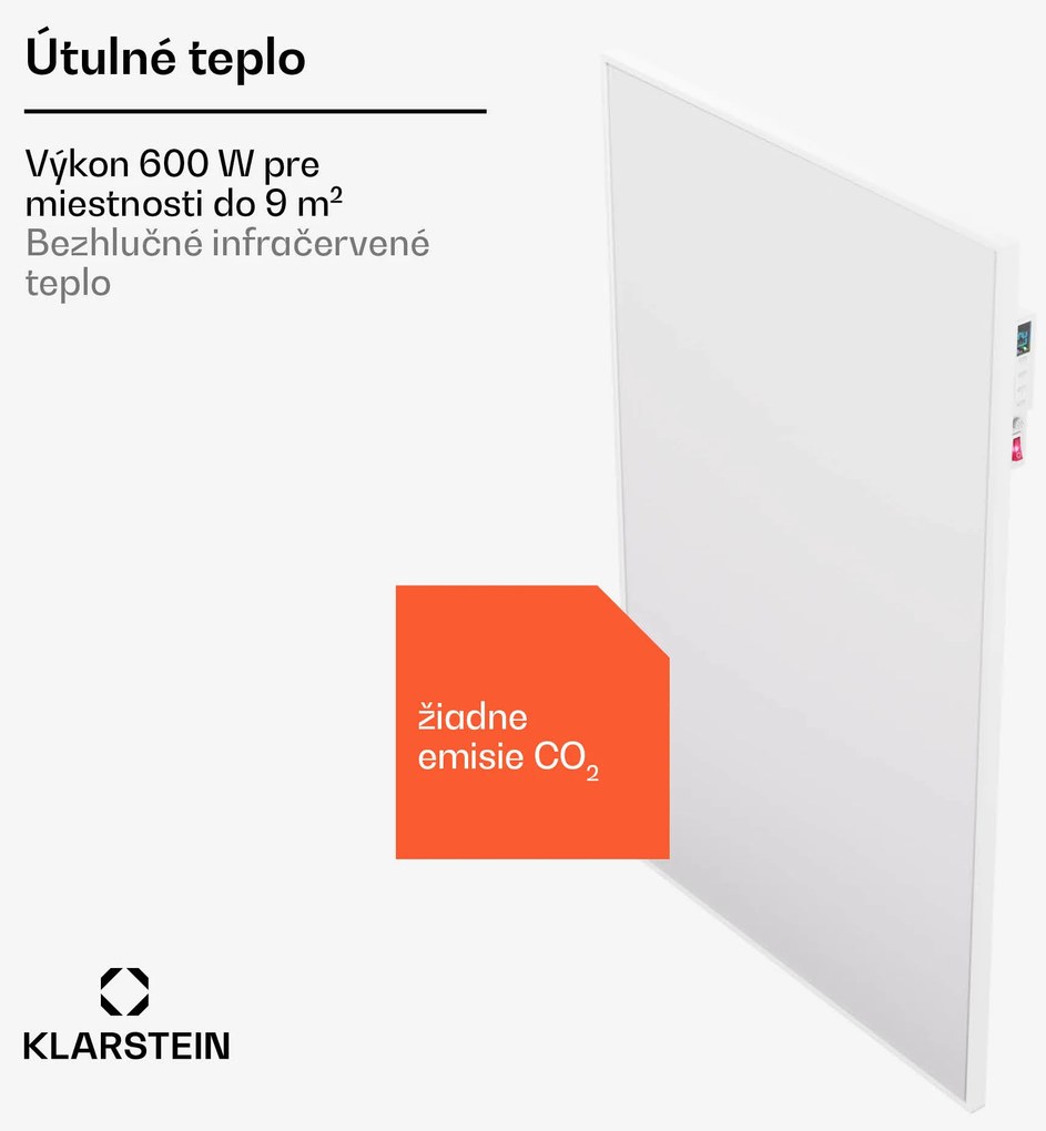 Klarstein Wonderwall Air Smart 600, infračervený ohrievač, 60 x 100 cm, 600 W, aplikácia