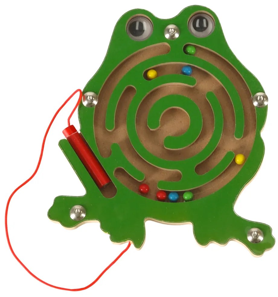 KIK Magnetické žabie bludisko s magnetickým štýlusom – guľôčkové puzzle pre deti