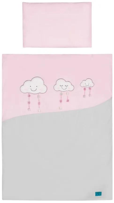 5-dielne posteľné obliečky Belisima Obláčiky 100/135 ružové