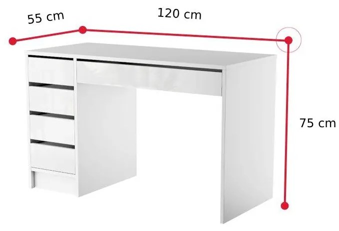 Písací stôl TARA - biela