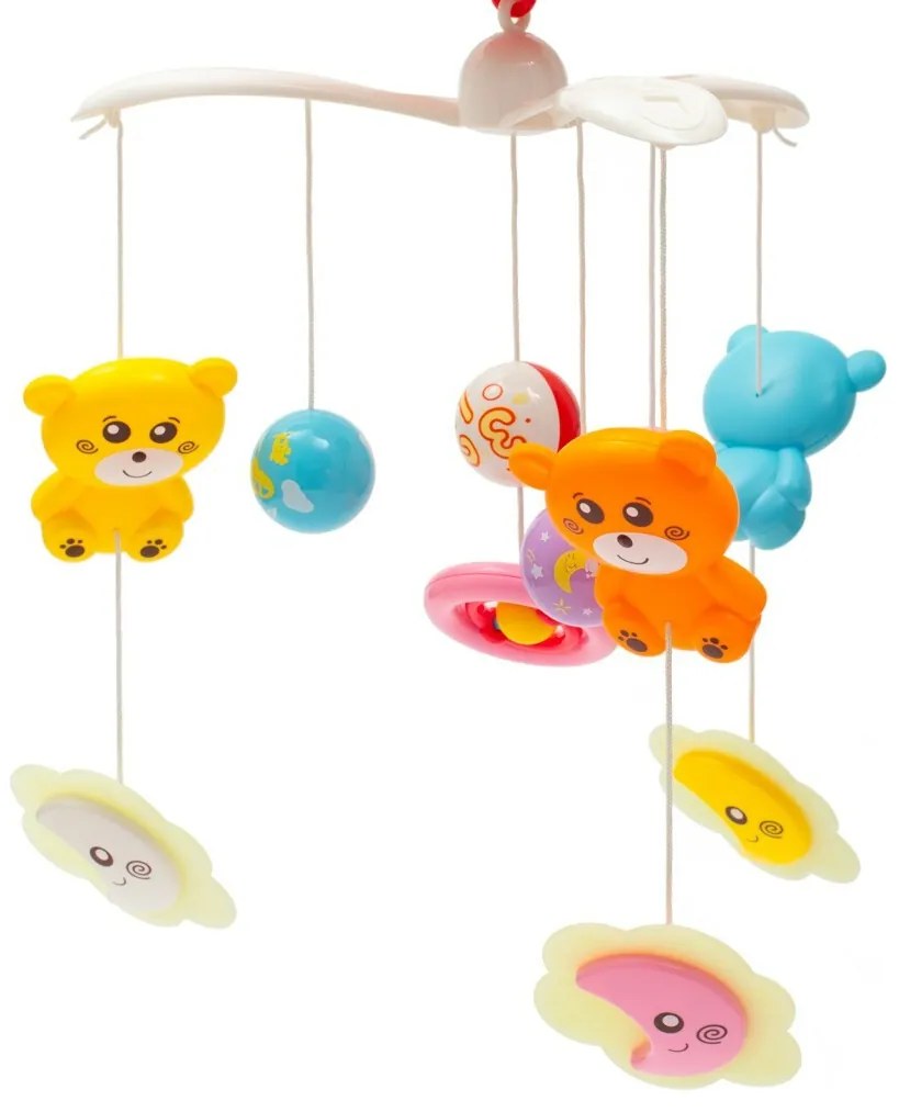 Kolotoč Baby Mix nad postieľku so svetelnýmprojektorom, červený