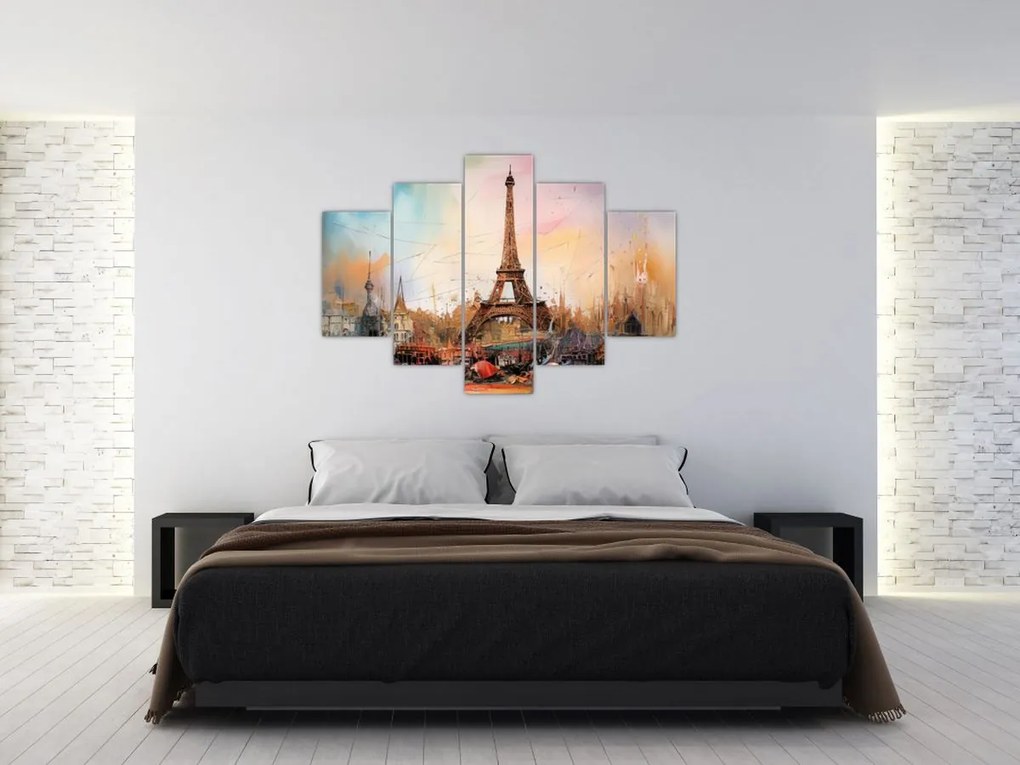 Obraz - Maľba Eiffelovej veže (150x105 cm)