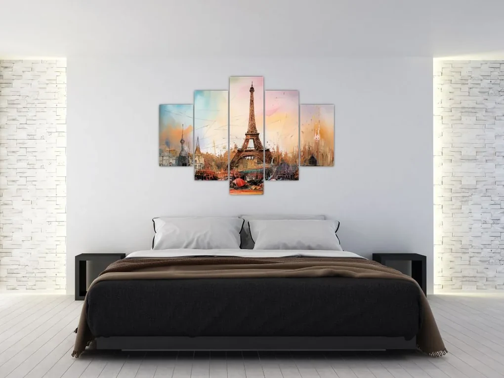 Obraz - Maľba Eiffelovej veže (150x105 cm)